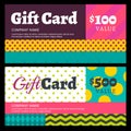 Vector creative gift card or voucher background template. Multic