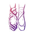 Vector creative illustration of ballerina`s foots in pointe