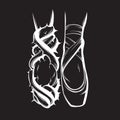 Vector creative illustration of ballerina`s foots in pointe