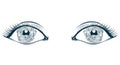 Vector creative illustration of eyes with fish and waves Royalty Free Stock Photo