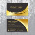 Vector Creative leaf business card gold and black design of text Royalty Free Stock Photo