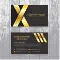 Vector Creative leaf business card gold and black design of text Royalty Free Stock Photo