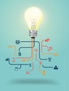 Vector creative light bulb with education icon con Royalty Free Stock Photo