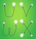 Vector creative light bulb idea alphabet design Royalty Free Stock Photo