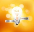 Vector creative light bulb idea 2016 new year Royalty Free Stock Photo