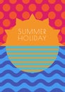 Vector creative summer background, multicolor sun, sky and sea w