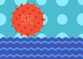 Vector creative summer seamless background, sun, sky and sea wit