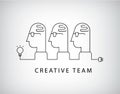 Vector creative team, working group logo, linear, social net