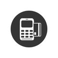 Vector credit card machine white icon in flat