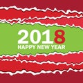 Vector creeting Happy New 2018 Year card. Paper cut effect. Modern ripped background. Christmas banner. Torn paper tape Royalty Free Stock Photo