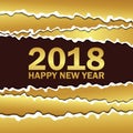 Vector creeting Happy New 2018 Year card. Paper cut effect. Modern ripped background. Christmas banner. Torn paper tape Royalty Free Stock Photo