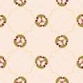 Vector creme seamless pattern background: The Green Buds.