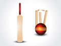 Vector cricket bat & ball with stumps