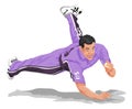 Vector of cricket fielder taking catch Royalty Free Stock Photo