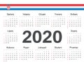 Vector Croatian circle calendar 2020