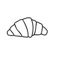 Vector croissant icon badge. Line glyph for logo, cafe menu or bakery packaging label. Hand drawn illustration isolated