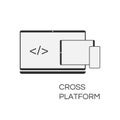 Vector cross platform icon web development and coding. Simple concept cross-platform sign isolated. Royalty Free Stock Photo