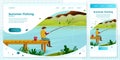 Vector cross platform illustration fisherman set