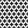 Vector cross seamless geometric pattern. Textile striped black and white texture. Abstract monochrome fabric background Royalty Free Stock Photo