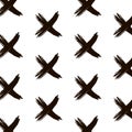 Vector cross sign pattern. Abstract background with brush strokes. Monochrome hand drawn elements print hipster X Royalty Free Stock Photo