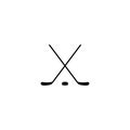 Vector crossed hockey sticks and puck icon set