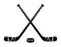 Vector crossed hockey sticks and hockey puck