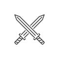 Vector Crossed Swords concept icon in linear style