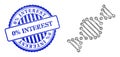 Textured 0 percents Interest Badge and Hatched DNA Molecule Web Mesh