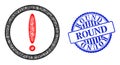 Rubber Round Stamp Seal and Network Round Warning Web Mesh Royalty Free Stock Photo