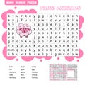 Game for children about farm animals and pets. Word search puzzle