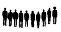 Vector crowd silhouette of a large group of adult people, team or friends