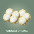 Vector crowdfunding concept. New business model. Crowd donation.