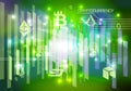 Vector cryptocurrency abstract background in green color