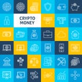 Vector Cryptocurrency Line Icons Royalty Free Stock Photo