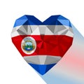 Vector Costa Rican heart, flag of the Republic of Costa Rica.