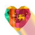 Vector crystal gem jewelry Sri Lankan heart with the flag of the Sri Lanka