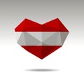 Vector Crystal gemstone jewelry heart with the flag of Austria. Flat logo style is a symbol of Austria love Royalty Free Stock Photo