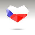 Vector Crystal gemstone jewelry heart with the flag of CZECH REPUBLIC. Flat logo style is a symbol of CZECH REPUBLIC  love. Royalty Free Stock Photo