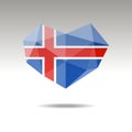 Vector Crystal gemstone jewelry heart with the flag of Iceland. Flat logo style is a symbol of Iceland s love Royalty Free Stock Photo