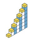 Vector cube shape evoking ascending staircase