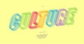 Vector culture font 3D bold color style Royalty Free Stock Photo