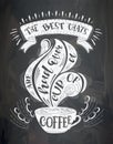 Vector cup of coffee with lettering on the chalk board . Royalty Free Stock Photo