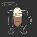 Vector cup of Glace coffee. Infographicof coffee in a cut