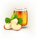 Vector cup glass of apple juice with slices of apple