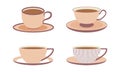 vector cups for tea with saucer in flat style