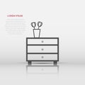 Vector cupboard furniture icon in flat style. Furniture sign illustration pictogram. Cupboard business concept