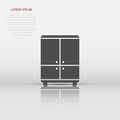 Vector cupboard icon in flat style. Furniture sign illustration pictogram. Cabinet business concept