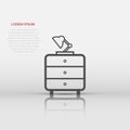 Vector cupboard with lamp furniture icon in flat style. Furniture sign illustration pictogram. Cupboard business concept