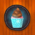 Vector cupcake with chocolate cream.