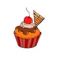 Vector cupcake dessert cream food sweet illustration birthd